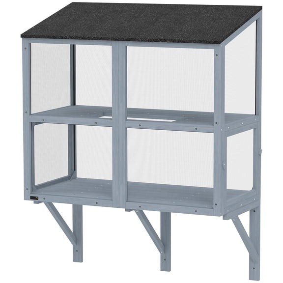 SSLZ Catio Outdoor Cat Enclosure Outdoor Window Box Cat House with Waterproof Roof 39.4"L Gray