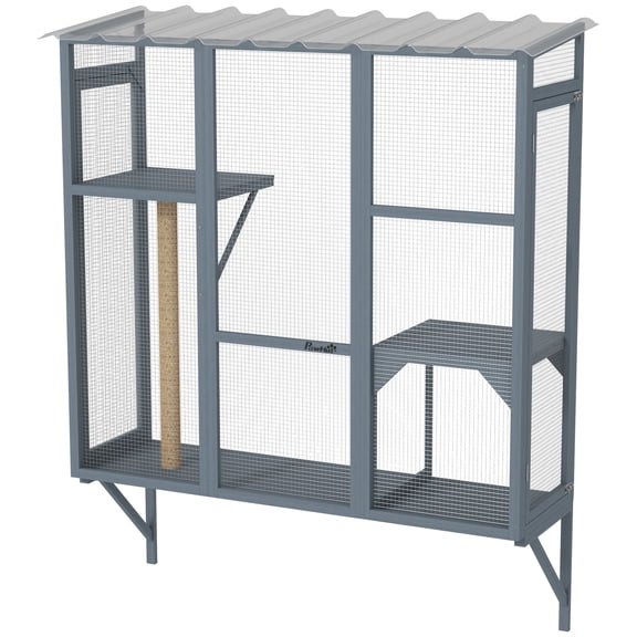 SSLZ Catio Outdoor, Window Catio for 2-3 Large Indoor Cats w/ 2 Jumping Platforms, Scratching Post, for Playing, Napping
