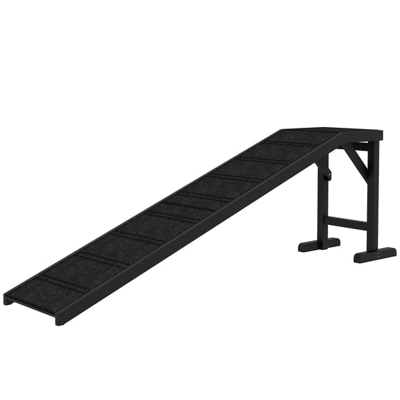 SSLZ Dog Ramp w/ Non-Slip Carpet and Top Platform, 74" x 16" x 25", Black