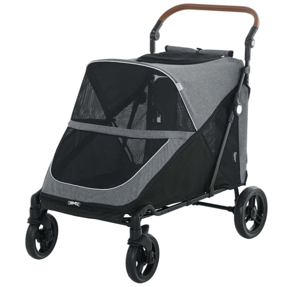 SSLZ Dog Stroller for Large Dogs Up to 66 LBS with All-Terrain Spring Suspension, 8-Position Adjustable Handle, Gray