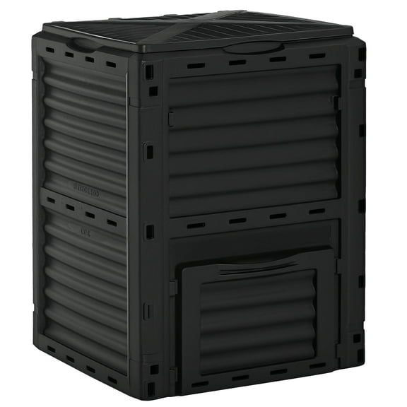 SSLZ Garden Compost Bin 80 Gallon Outdoor Large Capacity Composter Fast Create Fertile Soil Aerating Box, Easy Assembly, Black