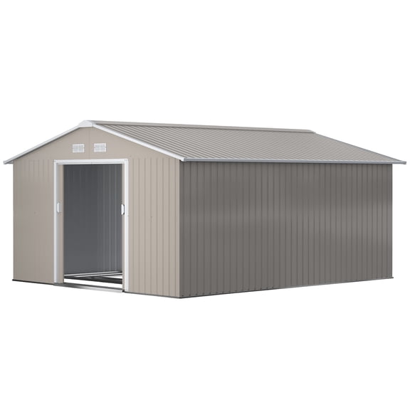 SSLZ Garden Metal Shed, Storage Shed Utility Storage with Double Locking Doors for Bike, Yard Tools, Light Gray