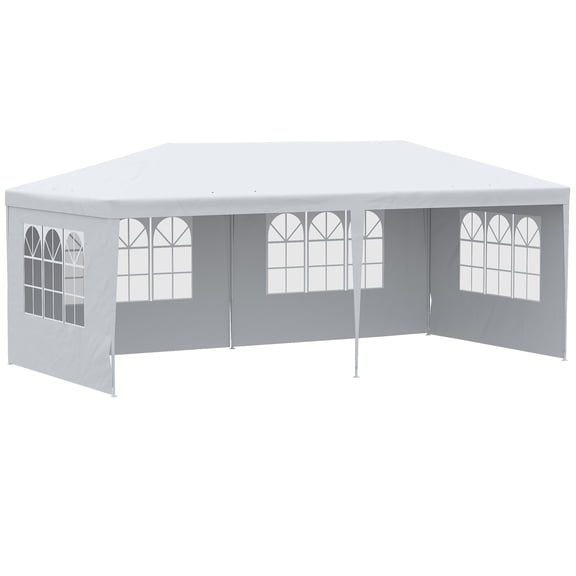 SSLZ Large 20' x 10' Gazebo Canopy Party Tent with 4 Removable Window Side Walls, Outdoor Events - White