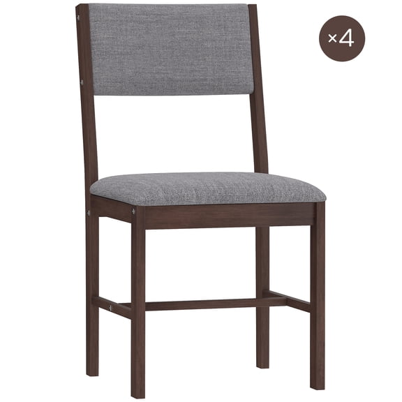 SSLZ Modern Dining Chairs Set of 4, Linen Fabric Kitchen Chairs with Rubberwood Legs for Dining Room, Living Room, Gray