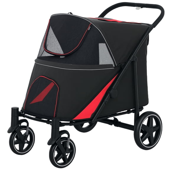 SSLZ One-Click Foldable Dog Stroller for M, L Dogs, Pet Stroller, Black