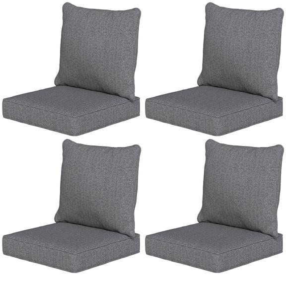 SSLZ Patio Chair Cushions Set of 4 with Seat & Backrest, Fade Resistant Seat Replacement Cushion Set, Gray