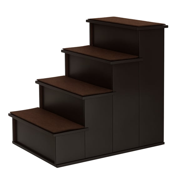 SSLZ Pet Stairs, Small Pet Steps with Cushioned Removable Covering for Dogs and Cats Up To 22 lbs, Brown