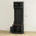 thumbnail image 1 of SSLZ Rack Bench, Black 3-in-1 Hall Tree with Shoe Storage, Coat Entryway Furniture Five Hooks, Wood Grain, 1 of 6