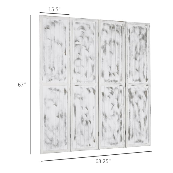 SSLZ Rustic White Screen Divider Room with Foldable Design for Indoor Bedroom Office 5.5'