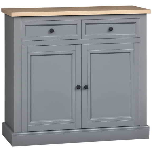 SSLZ Sideboard Buffet Cabinet, Coffee Bar Cabinet with 2 Drawers and Double Door Cupboard for Kitchen, Living Room, Entryway, Dark Gray
