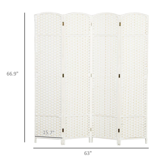 SSLZ White Folding Room Divider Screen 4 Panel 5.6 ' Tall Privacy Freestanding Partition for Home Office,