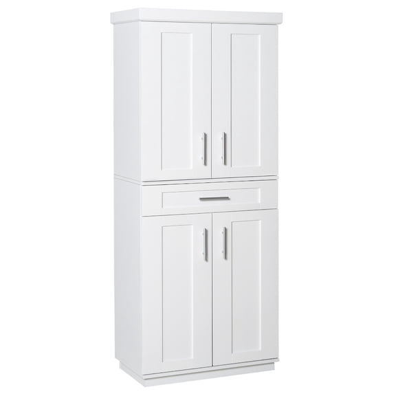 SSLZ White Pantry Cabinet with Adjustable Shelving for Kitchen, Perfect for Family, White