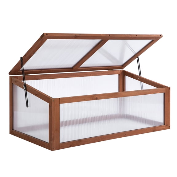SSLZ Wooden Cold Frame Greenhouse, Mini Greenhouse with Polycarbonate Board and Solid Wood Frame, Green House Cold Frame