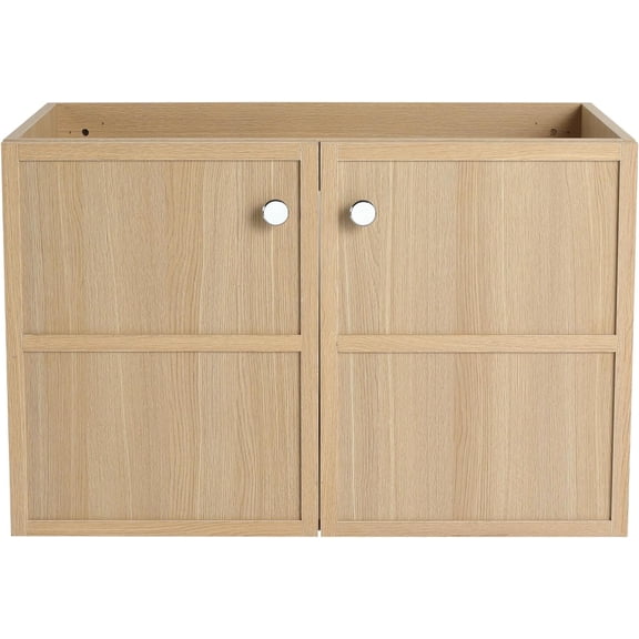 SSLine 30-inch Under Sink Bathroom Cabinet- Sink Not Include, Floating Bathroom Vanity Cabinet with Double Door Storage and 3 Color Handle, Oak Wood