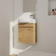 thumbnail image 1 of SSLine Wall Mounted Bathroom Vanity with Sink Modern 16" Bathroom Vanity Set with Top Basin & Storage Cabinet Wood Hanging Bath Cabinet w/Oval Ceramic Sink for Small Bathroom (Brown), 1 of 8