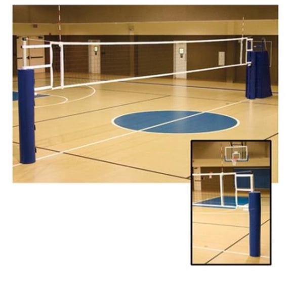 SSN PR5000X10 Volleyball Net 3.5 in. Aluminium System without Judges Stand Maroon