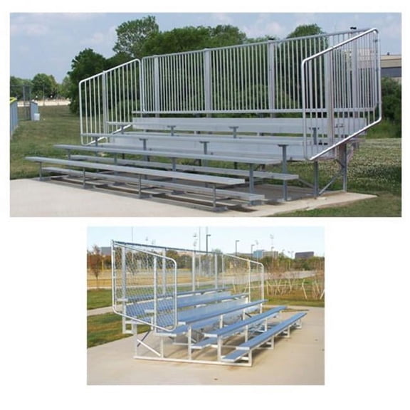 SSN  Standard Bleachers with Vertical Picket Railing - 15 ft. - 4 Row