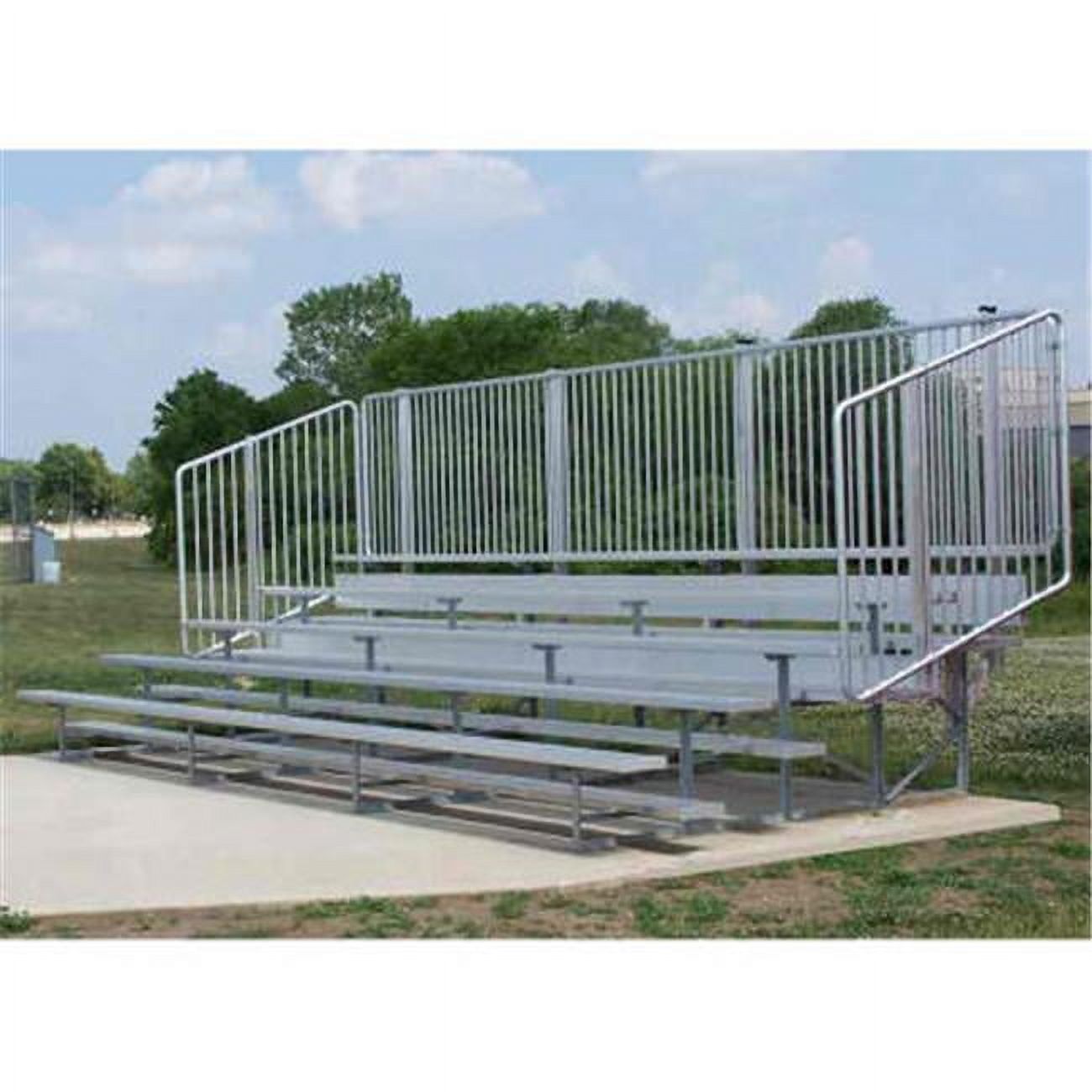 Bleacher Railing SSN Standard Bleachers with Vertical Picket Railing - 27 ft. - 4 Row ...