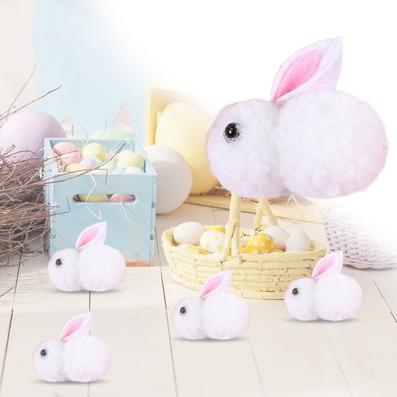 SSNTSY 1.8" Mini Plush Easter Bunny Felt Rabbit Doll Stuffed Bunny Decor Soft Tiny Easter Ornament for Holiday Basket Stuffers DIY Hair Clip