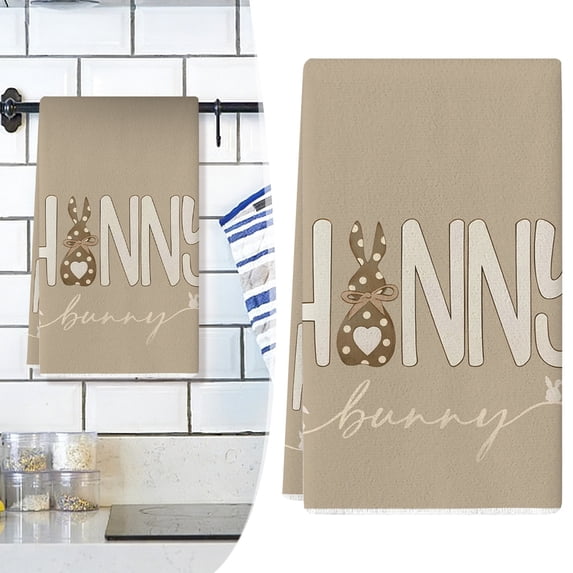 SSNTSY 1 PC Easter Kitchen Towel Happy Easter Dish Towel Farmhouse Bunny Rag Easter Decorative Tea Towel for Kitchen Housewarming 16" x 24"