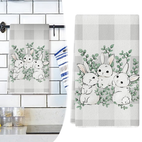 SSNTSY 1 PC Easter Kitchen Towel Happy Easter Dish Towel Farmhouse Bunny Rag Easter Decorative Tea Towel for Kitchen Housewarming 16" x 24"