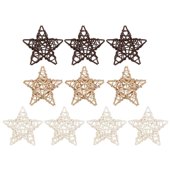 SSNTSY 10pcs Natural Rattan Star Decor Set Rattan Decor Natural Wicker Twig Decorations Wicker Backdorp for Wedding Birthday Party