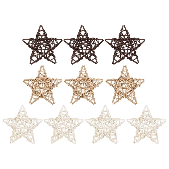SSNTSY 10pcs Natural Rattan Star Decor Set Rattan Decor Natural Wicker Twig Decorations Wicker Backdorp for Wedding Birthday Party
