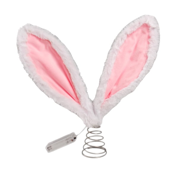 SSNTSY 12.6" X 14.2" Easter Tree Top Bunny Ears Tree Top Decoration Spring Tree Topper Cotton White Pink Bunny Ear with Metal Sprial Base Decor for Home Dining Easter Day Party Supplies