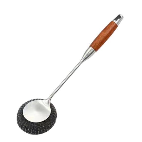 SSNTSY 14.5 inch Steel Wool Scrubber with Handle Pot Brush Kitchen Cookware Cleaning Tool Dish Scrub Brush Wire Cleaner for Pans, Grills, Sink