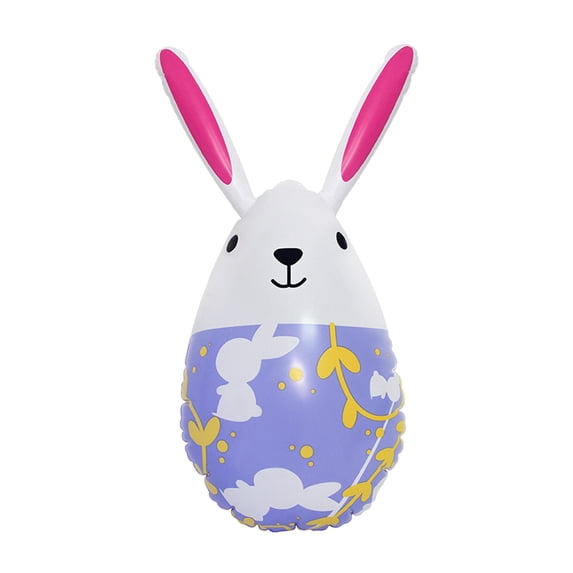 SSNTSY 15.7" Easter Bunny Egg Decoration Round Rabblit Ballon Inflatable Easter Yard Decoration Cute Bunny Gnome for Lawn Yard Easter Party Decor