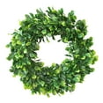 thumbnail image 1 of SSNTSY 16" Artificial Green Leaves Wreath Round Boxwood Wreath Spring Greenery Hanging Garland Wall Eucalyptus Leaves Wreath for Home Wedding Wall Window Decoration, 1 of 8