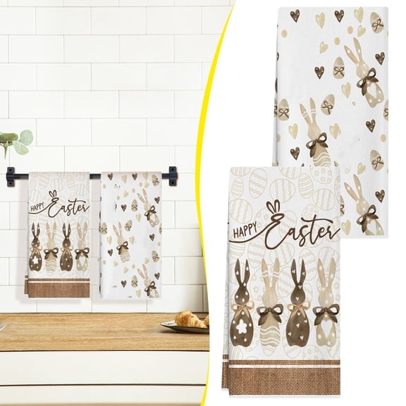 SSNTSY 16" X 24" Easter Kitchen Towel Happy Easter Towel Drying Hand Towel Bunny Egg Rag for Spring Farmhouse Kitchen Decoration