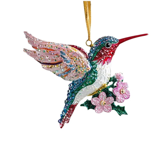 SSNTSY 2D Hummingbird Gifts, Glittering Hummingbird Decoration, Hanging Hummingbird Ornaments, Elegant Blue Bird Decor, 3.15" Hummingbird Pendant for Handcrafted Holiday Decoration