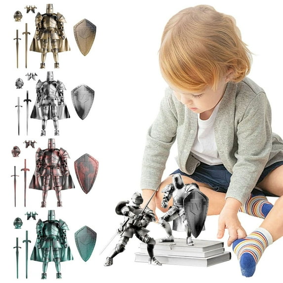 SSNTSY 4Pcs Medieval Action Figures Knight Armor Modle Magnetic Figures Desk Toys Multi-Jointed Movable Robot for Home Desktop Decor