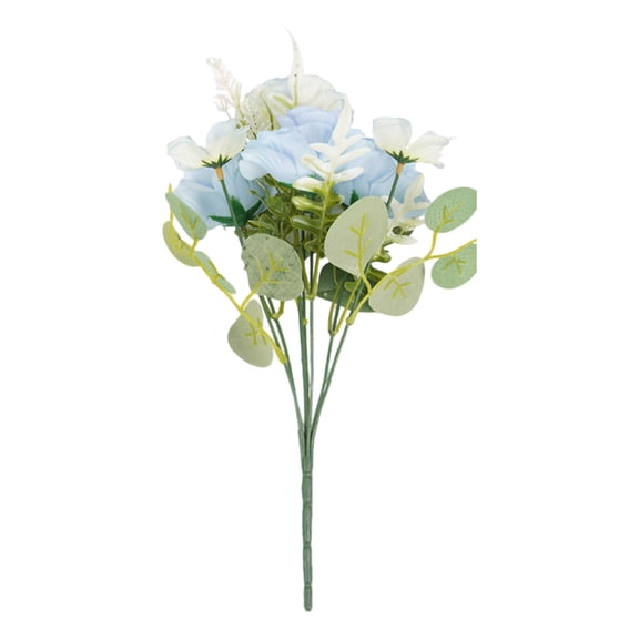 SSNTSY 7-Head Rolled-Edge Rose Bouquet, Plastic Floral Centerpiece, Silk Rose Flower Branch, 12.6" UV Resistant Fake Rose Stem with Simulated Flowers and Leaves for Home Kitchen Party Decor