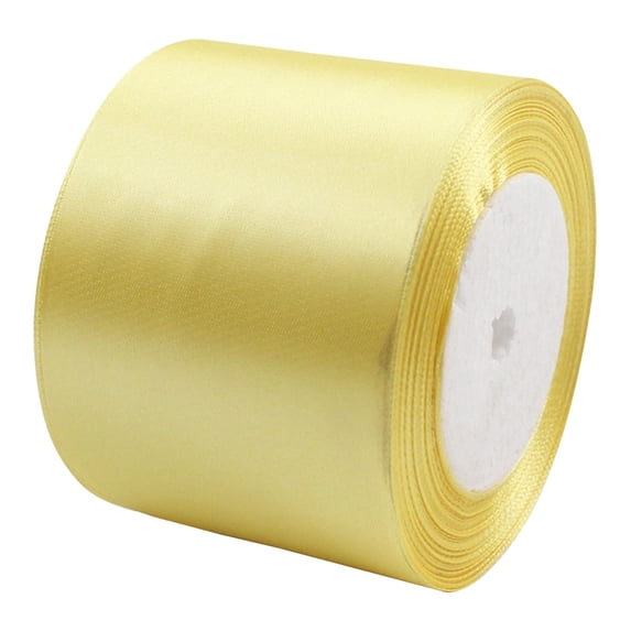 SSNTSY 72ft X 3in Gold Satin Ribbon 3 inch Gift Wrapping Ribbon Fabric Silk Ribbon Wide Ribbon Roll for Hair Bows DIY Crafts Wreaths Floral Bouquets Chair Sash Wedding Party Decoration