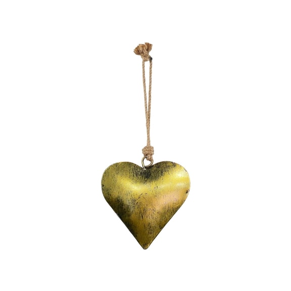 SSNTSY Antique Style Heart Hangings Heart-Shaped Iron Ornament Gold Heart Pendant Rope Rustic Farmhouses Decor for Valentine's Day Gifts