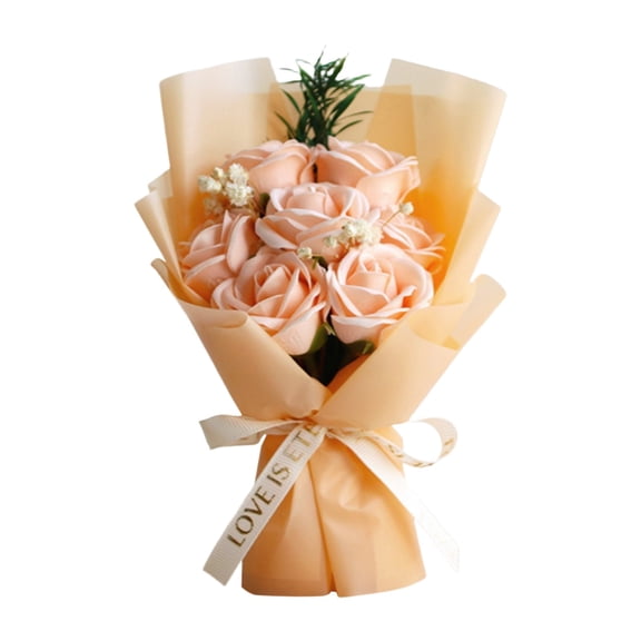 SSNTSY Artificial Crochet Roses - 6.7 inch Long Lasting Knitted Bouquet for Wedding Decor, Anniversary Gift