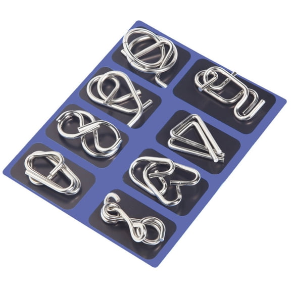 SSNTSY Brain Teaser, Set of 8 Metal Wire Puzzle Toy, IQ Test Disentanglemen Puzzle Ring for Home Education