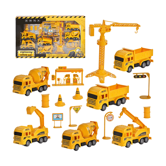 SSNTSY Construction Truck Set, Mini Car Modle Kit, Die-Cast Toy Car Carrier Truck for Birthday Gifts