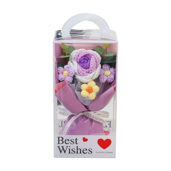 SSNTSY Crochet Flower Bouquet, Knitted Rose, Eternal Flower Arrangement Mom Love, Gifts for Girlfriend Boyfriend