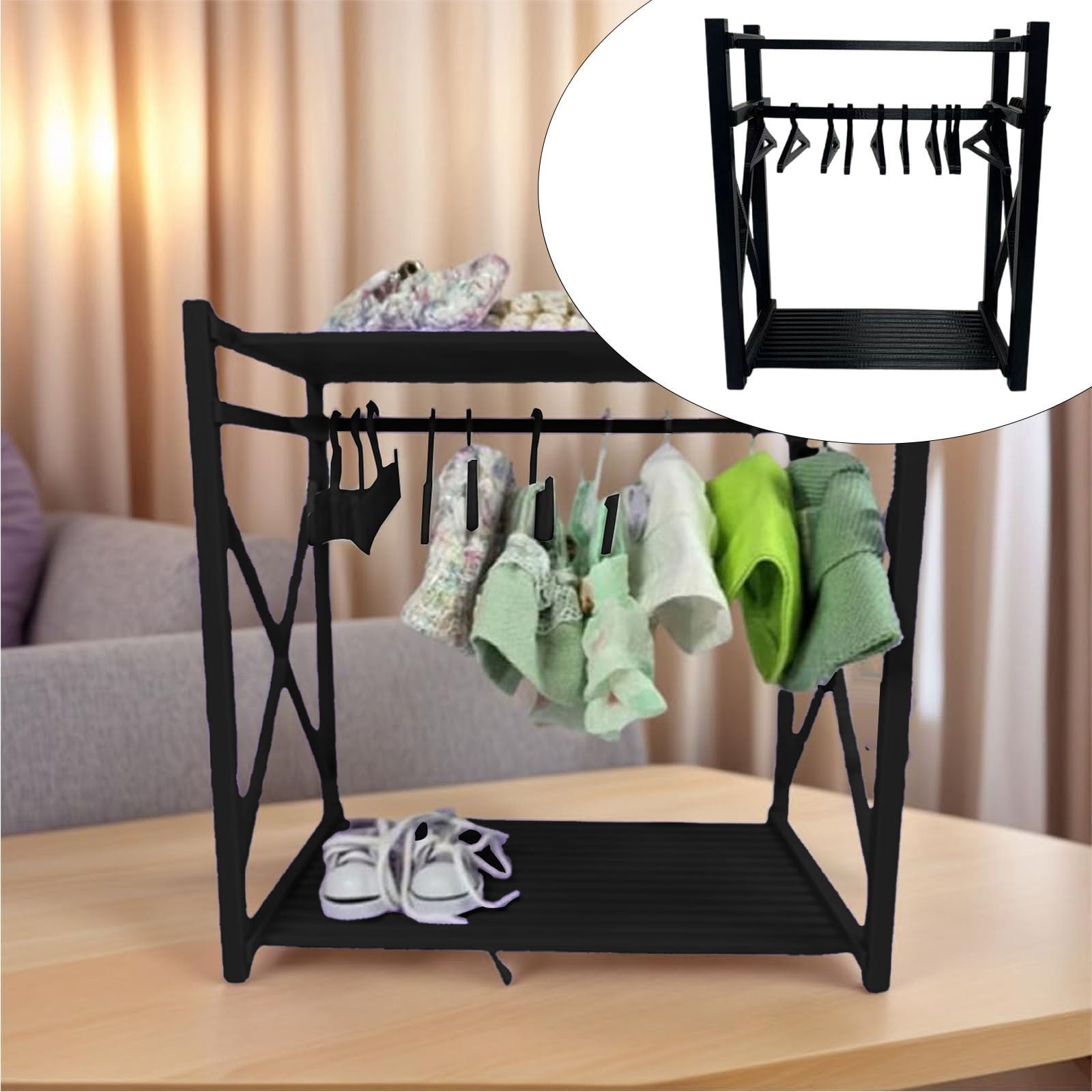 SSNTSY Doll Closet Organizer, Doll Clothes Hanger & Rack Set, Portable ...
