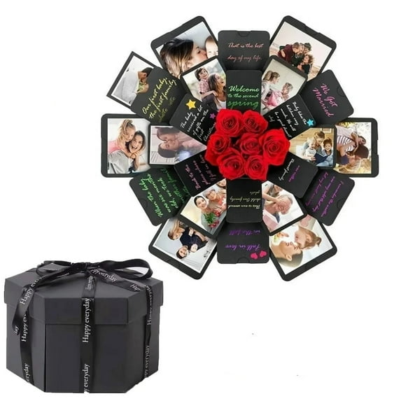 SSNTSY Explosion Gift Box DIY Photo Album Scrapbook Surprise Memory Box 18.5 x 18.5in Custom Gifts for Birthday, Anniversary, Wedding, Valentine's Day