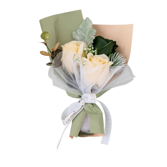SSNTSY Forever 3-Headed Artificial Rose Bouquet - Valentine‘s Day Gift Set for Her, Birthday, Anniversary