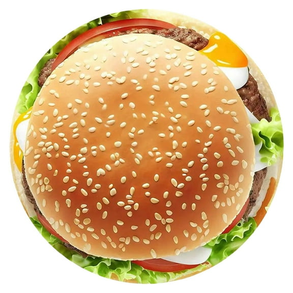 SSNTSY Hamburger Weighted Blankets, Food Blanket, Realistic Throw Blanket, 35 inch Round Soft Flannel Blanket for Home Office Couch Chair Decoration