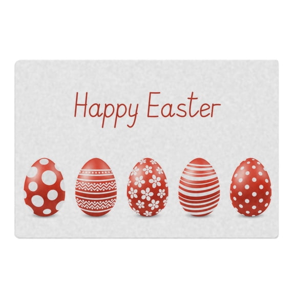 SSNTSY Happy Easter Linen Door Mat, Egg Pattern Rug, Rectangle Easter Rug, Spring Floor Mat, Easter Carpet, 23.6" x 15.7" Water-Absorbing for Kitchen Porch Front Door Entrance