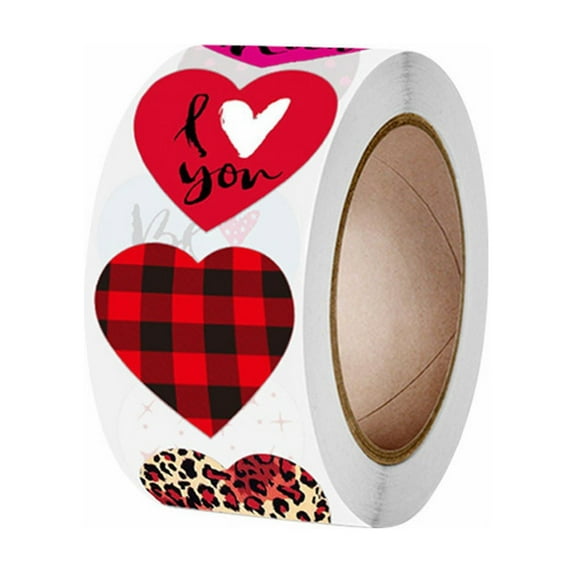 SSNTSY Heart Stickers Roll, Colorful Valentine's Day Decals, 1 inch Love Decorative Labels for Valentines Decoration Wedding Party Accessories