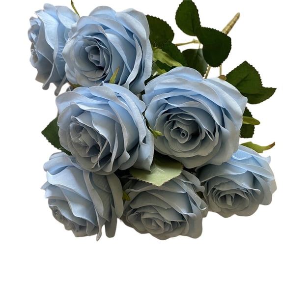 SSNTSY Multi-Headed Silk Rose Bouquet - 9 Real Touch Stems, Luxury Faux Flower Arrangement for Gift & Event Decor