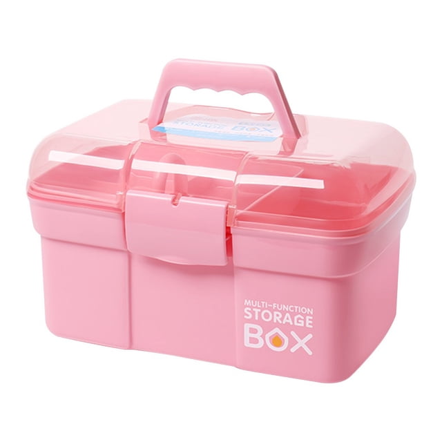 SSNTSY Nail Polish Glue Storage Box Portable Makeup Organizer Craft Storage Case Plastic Cosmetics Container with Removable Tray for Home Camping