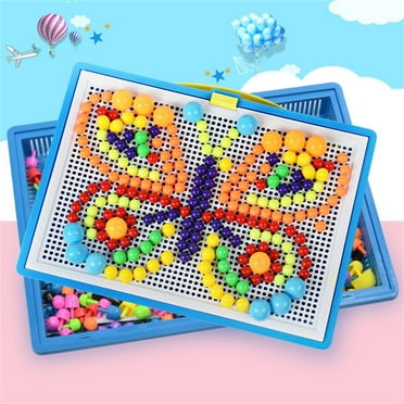SSNTSY Puzzle Shape Pattern Stacking Nail Peg Puzzle Montessori Board Game for Kids Toddlers Boys Girls Ages 4 5 6 7 Years Old
